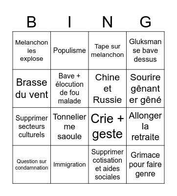 Debat des clowns sauf melanchon Bingo Card