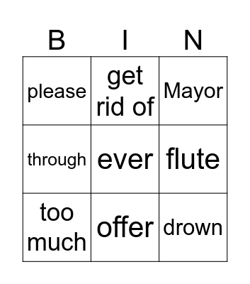 Unit 2 Project 4 Bingo Card