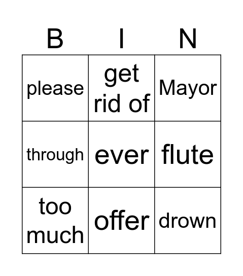 Unit 2 Project 4 Bingo Card