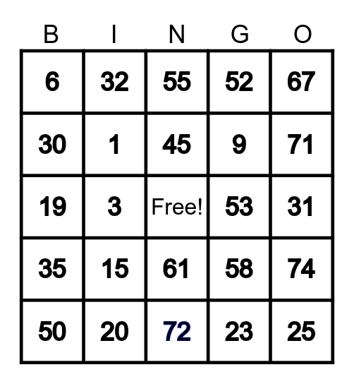 NAIZA Bingo Card