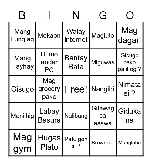 Rason Bingo Card