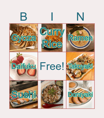 Japanese food Bingo Card