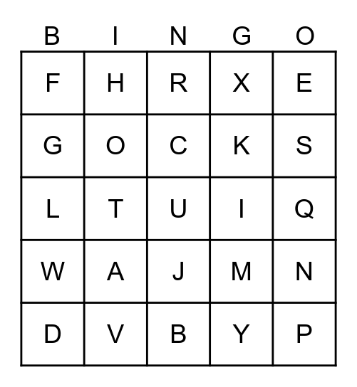 Alphabet Bingo Card