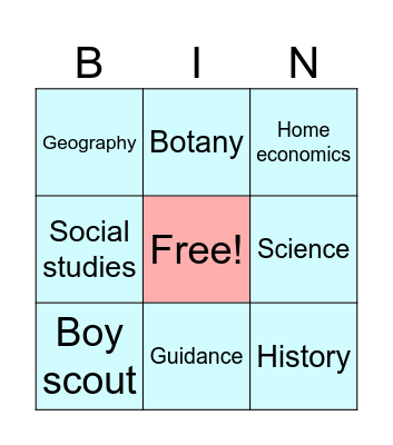 Professional field Bingo Card