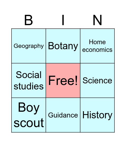 Professional field Bingo Card