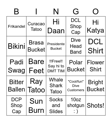 Bar Bingo Card