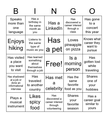 Find Someone Who... Bingo Card