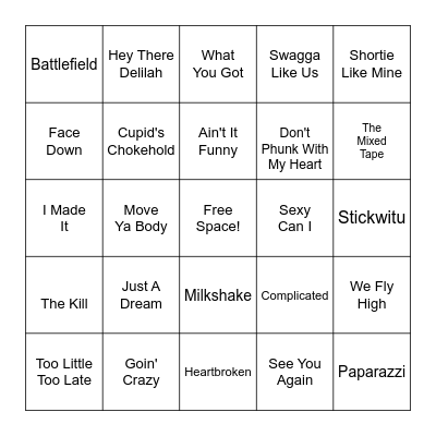 MySpace Profile Bingo Card