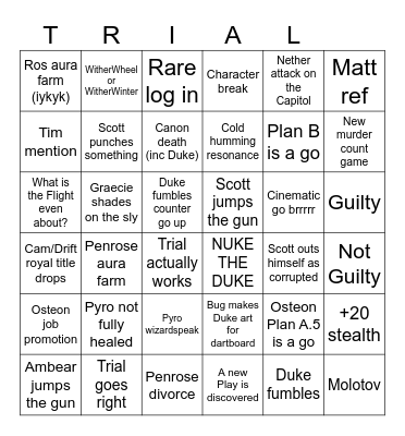 Flight Bingo Card