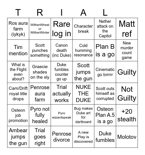 Flight Bingo Card