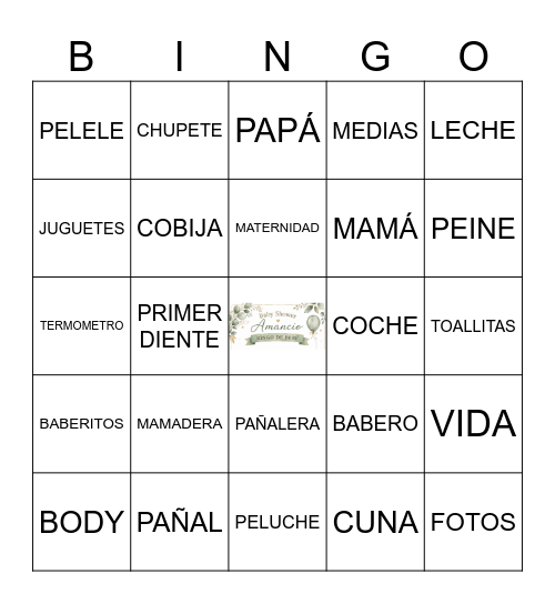 BABY SHOWER AMANCIO Bingo Card