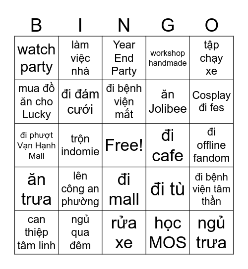 The Poor Neverland Bingo Card