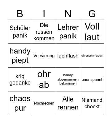 Warntag bingo Card