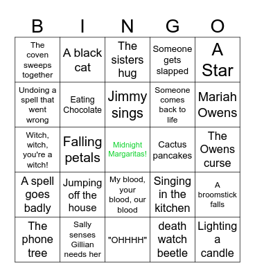 Practical Magic Watch Party Bingo Card