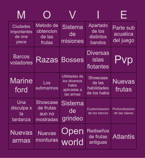 Rell seas Bingo Card