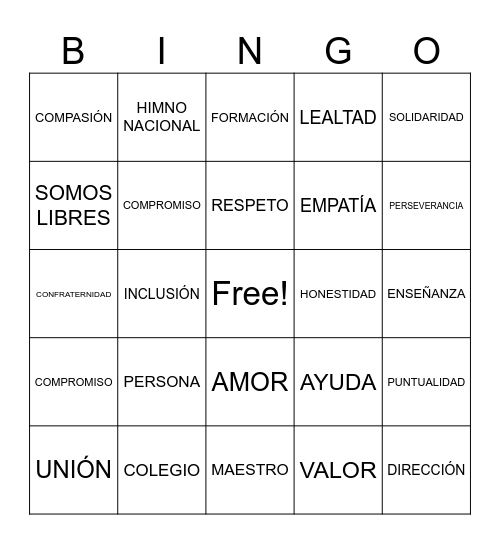 IDENTIDAD INSTITUCIONAL Bingo Card