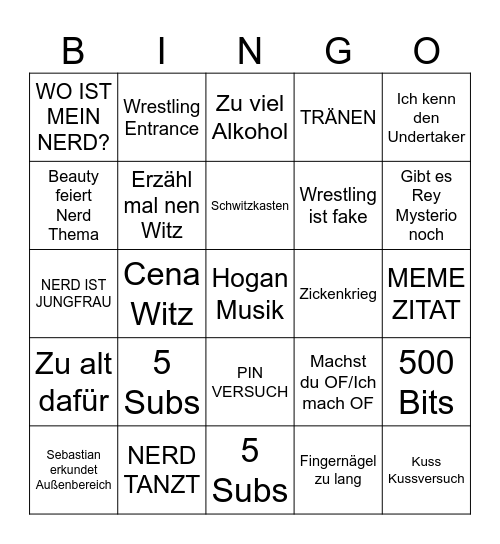 BEAUTY AND THE NERD Bingo Card