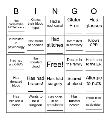 HOSA HUMAN BINGO!! Bingo Card