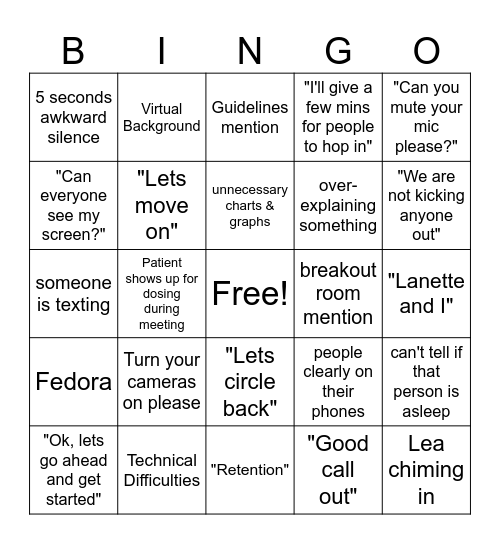 SEEDS Bingo Card