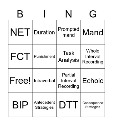 ABA BINGO Card