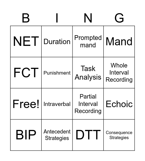 ABA BINGO Card