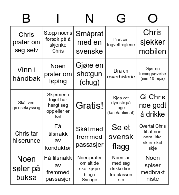 Tog-Bingo Card