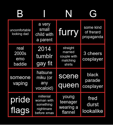 MCR CONCERT BINGOOO Bingo Card