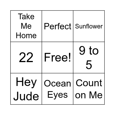 Music Bingo Card