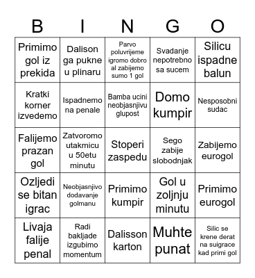 Hajduk bingo Card