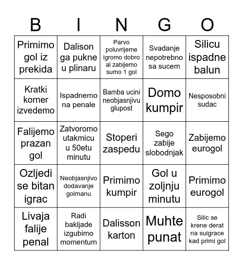 Hajduk bingo Card