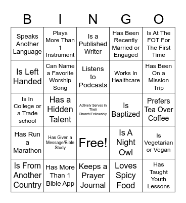 Find Someone Who... Bingo Card