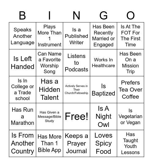 Find Someone Who... Bingo Card