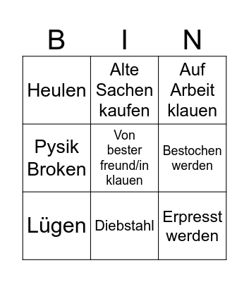 hilf mir Bingo Card