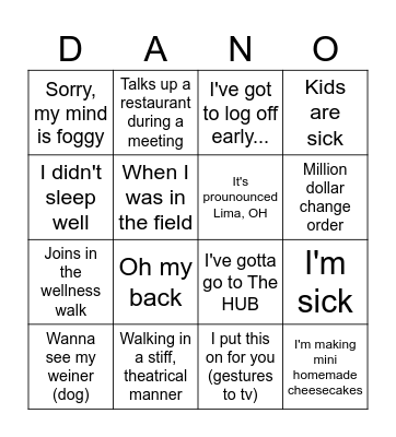 Dan-O Bingo Card