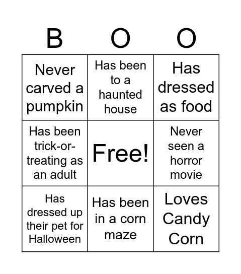 Halloween Bingo Card