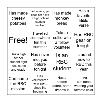 Welcome to Rogers Breakfast Club Bingo Card