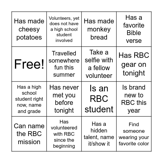 Welcome to Rogers Breakfast Club Bingo Card