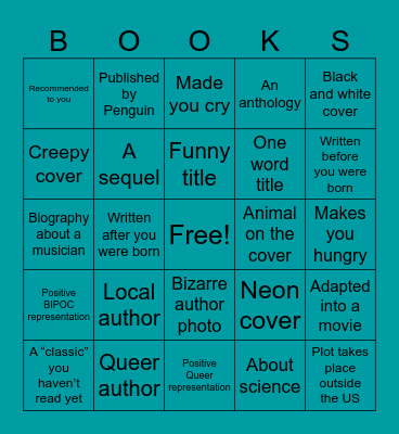 Writing in Color Bookstore Bingo Card