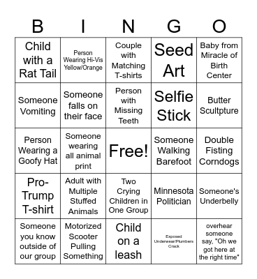 Minnesota State Fair Bingo Card