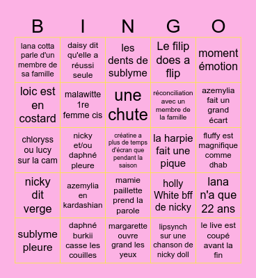 Finale Drag Race Bingo Card