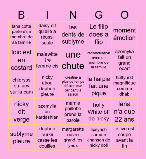 Finale Drag Race Bingo Card
