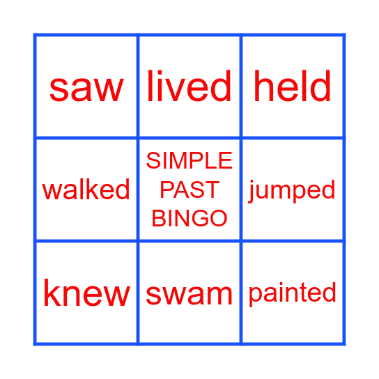 Simple Past Bingo Card