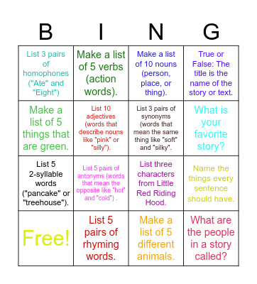 Independent Bingo - Reading Bingo Card