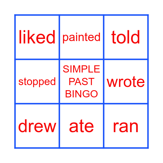 Simple Past Bingo Card