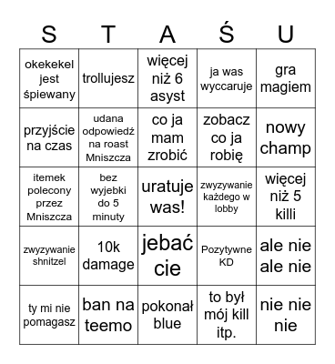 Ukraińskie bingo juniora Bingo Card