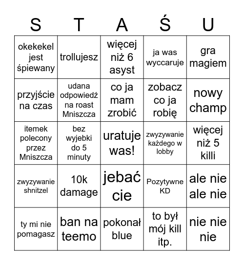 Ukraińskie bingo juniora Bingo Card