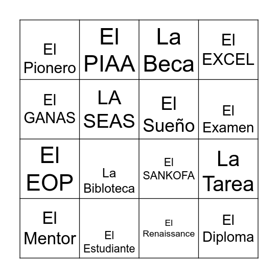 SEAS Loteria Bingo Card
