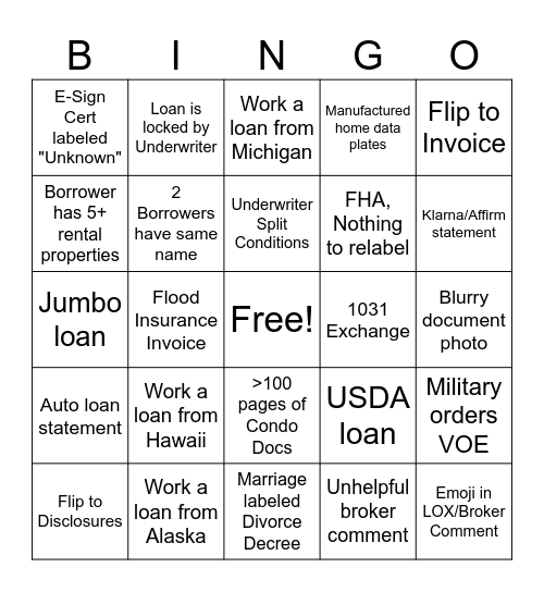 Doc Labeling Bingo! Bingo Card