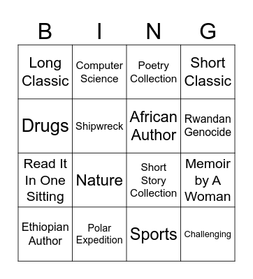 Book Bingo Card