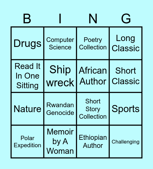 Book Bingo Card